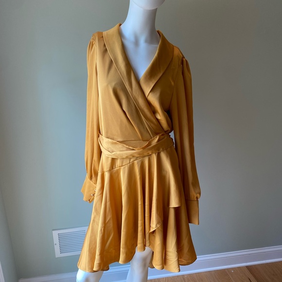 $398 Mac Duggal Women's Pink Ieena Satin Wrap Dress Size 8 - Picture 4 of 9